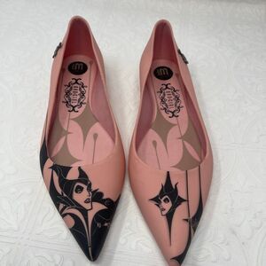 Melissa x Disney Villains Pink Black Maleficent Slip On Jelly Flat Shoes Size 6